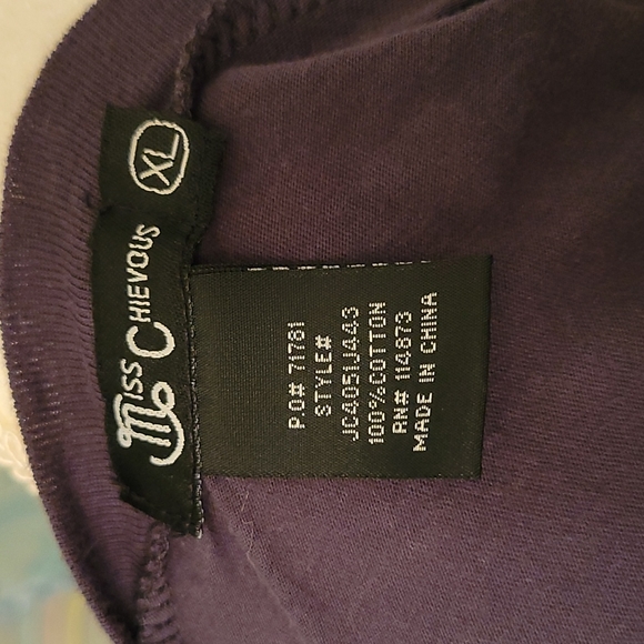 Miss Chevious fun low cut rose floral applique patch soft short sleeve top - Picture 5 of 5